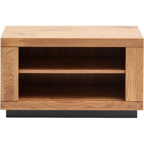 Banc d'entrée avec 2 niches de rangement coloris chêne massif huilé - Longueur 80 × Hauteur 47 × Profondeur 40 cm (1/4)