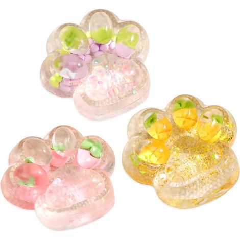 3er-Set Katzenpfoten-Squishies, Taba-Stressabbau-Set. Taba- und Fufu-Fruchtpfoten-Squishies, weiche, knautschbare Stressspielzeuge. Bezaubernd für Kinder und Erwachsene, ideales Weihnachtsgeschenk. (1/5)