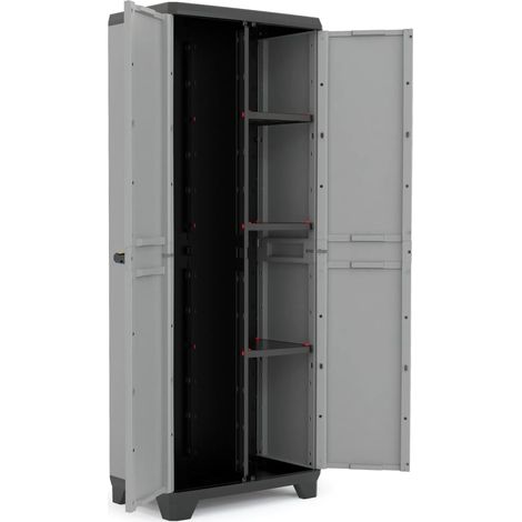 Dmora – Porte-balai Stilo Keter 68x39x173cm – Poignée ergonomique – Prédisposition pour cadenas – Étagères réglables – Montage rapide 10' (1/3)