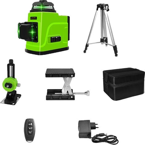 Niveau Laser, 12 Lignes, Faisceau Vert, Auto-Nivelant (1/2)