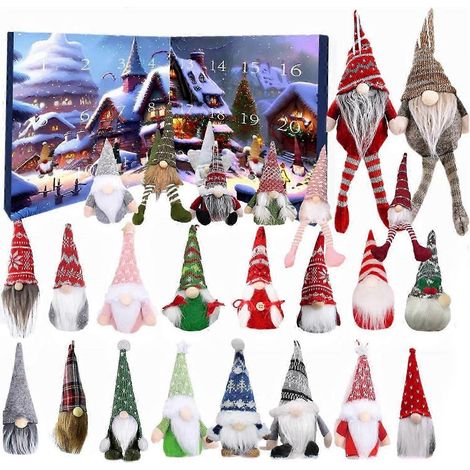 Calendrier de l'Avent du Père Noël 2024, Calendrier de l'Avent de Noël avec 24 pièces et peluches Père Noël, Fêtes de Noël