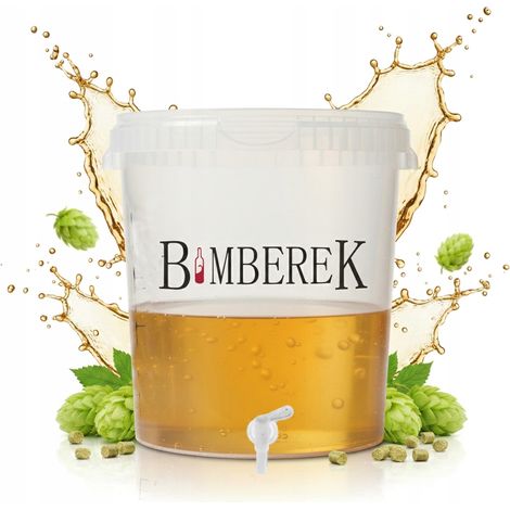 Recipiente de fermentación de 33 l con grifo, cubo incoloro. Para licores, vino y cerveza. (1/5)
