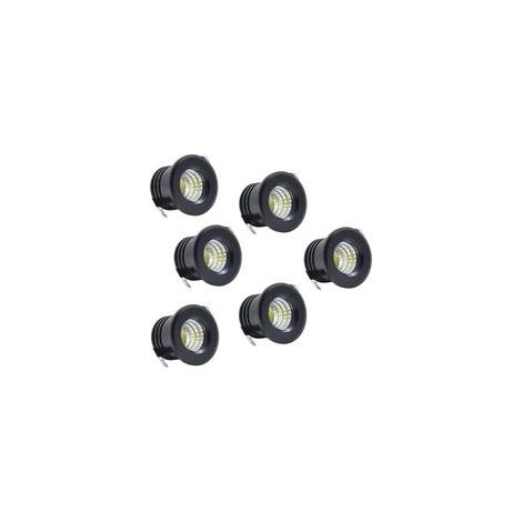 Lot de 6 Mini Spots encastrables au Plafond LED Noirs Mini Spot LED pour plafonnier d'armoire, 3 W, Blanc Chaud- (1/4)