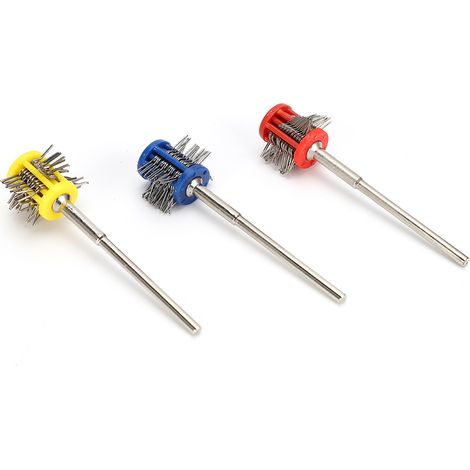 Lot de 3 brosses métalliques pour texturer, polir et nettoyer la rouille des bijoux, avec manche. (1/5)