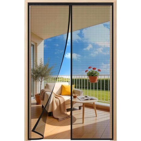 Zanzariera per porta 115 x 210 cm con chiusura magnetica automatica, montaggio senza foratura, ideale per balcone e camera da letto (1/5)
