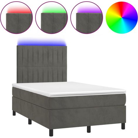 Maison Exclusive - Letto a Molle Materasso e LED Grigio Scuro 120x190cm in Velluto