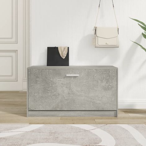 Banco zapatero madera contrachapada gris hormigón 80x24x45 cm vidaXL (1/5)