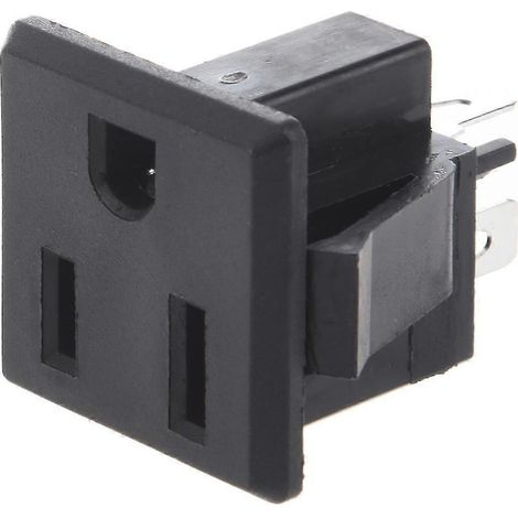 Prise américaine 125 V CA 15 A à montage sur panneau, noire et simpleWHBYV (1/4)
