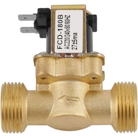 1 Électrovanne 2 Voies, Laiton, Normalement Fermé, G3/4, AC 220-240V, Eau 0-55°C, Domestique Industriel (1/5)