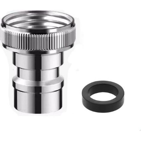 Universal faucet adapter kit with quick-release system. 15/16”-27 male thread to 55/64”-27 female thread converter for portable sink/dishwasher aerator hose. (1/4)