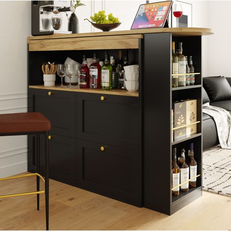 Mueble almacenamiento giratorio con 4 cajones negro OKMYHOME (1/5)