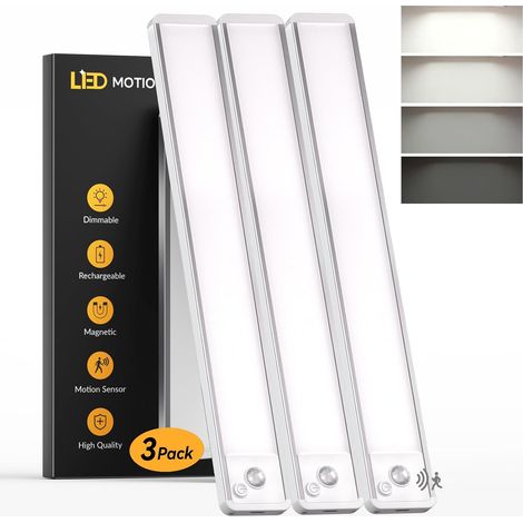 Filiyano – Réglette LED sous meuble 40 cm, lot x3 – Détecteur mouvement – Batterie 2500 mAh, blanc froid 6000 K, USB-C rechargeable, dimmable (1/5)