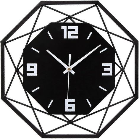 Horloge murale en bois et métal, horloge murale silencieuse de 30 cm, grande horloge murale en bois (1/5)