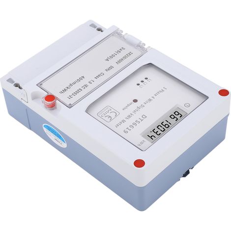 Compteur électrique mural triphasé à affichage LCD (DTS6619-034), mesure kWh 3230/400V, intensité 35 (100)A, pour usage domestique. (1/5)