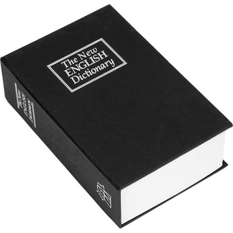 Coffre-fort en acier en forme de livre classique, boîte secrète à clé et code, boîte de sécurité cachée imitation livre noir (1/5)