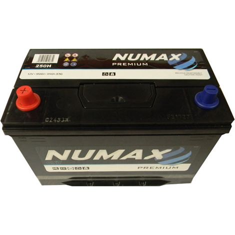 Numax – Batterie voiture 250H 12V 91Ah – 740A CCA – Technologie classique CA/CA – Polarité plus à gauche – Dimensions 306x175x225mm