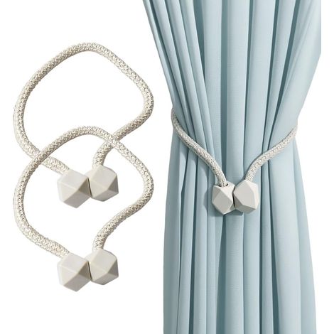 Lot de 2 Embrasses Rideaux Magnétiques, Coton Tissé À La Main, Style Bohème, Pour Salon Chambre Salle De Bain