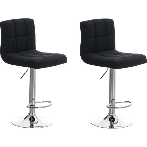 Lot de 2 tabourets de bar design rétro moderne surpiqûres carrées en tissu noir et métal chromé 100006474 (1/5)