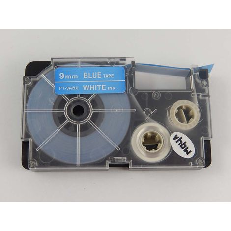 vhbw Label Tape Replacement for Casio XR-9ABU, XR-9ABU1 for Label Printer 8m x 9 mm, White on Blue (1/2)