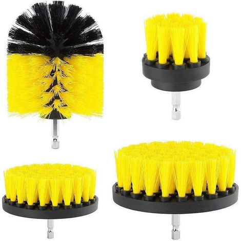 MINKUROW Spazzola Per Trapano Spazzola Per Trapano Spazzola Per Spazzola Kit Di Pulizia Per Pulizia Auto Doccia Piastrelle Ruote Imbottitura Tappetino Mortaio 4 Pz Giallo (1/5)