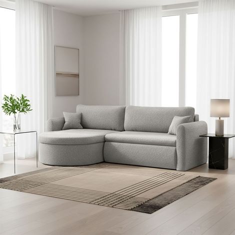 Ecksofa Schlafsofa FELIZ Stoff Quelle Hellgrau Ottomane Links (1/5)