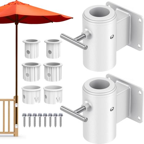 Pince Parasol Balcon Pied Parasols Fixe Terrasse 2pcs Blanc (1/5)