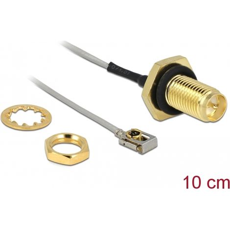 Delock Antena Cable RP-SMA mampara hembra a MHFÂ® I LK macho 1.13 10 cm longitud de hilo 10 mm a prueba de salpicaduras