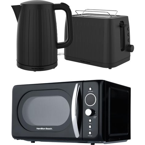 Kettle, Toaster & Retro Microwave, Stealth Collection by Hamilton Beach, Black