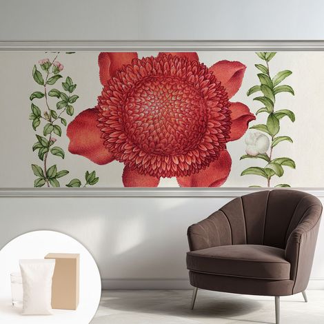 Papier peint intissé mural avec imprimé motifs décoratifs - style contemporain - Colle incluse gratuite Élégance florale 250x104 cm (1/5)