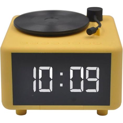 Réveil enceinte tourne-disque et chargeur induction - Jaune (1/3)