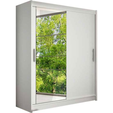 Armario Closico Camera VI, Blanco, 200x150x58cm, Puertas de armario: Correderas, Número de estantes: 5