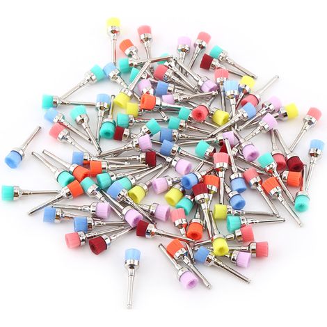 Ortviai Brosse de polissage dentaire en nylon résistant à la chaleur – 100 pièces, couleurs variées, manche en cuivre nickelé (1/5)