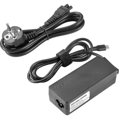 Adaptateur secteur USB-C compatible PD3.0 65 W, 5 V/3 A, 9 V/3 A, 12 V/3 A, 15 V/3 A, 20 V/3,25 A - avec cordon d'alimentation (1/4)