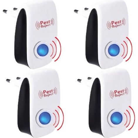 Pack de 4 Appareil Ultrason Souris - et Rats Barrage aux Insectes Repulsif à Tue Mouche Electrique Anti Puissant ultrasons rongeurs (1/4)