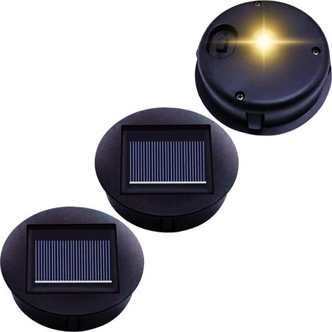 3er-Set Ersatz-Solarabdeckungen für warmweiße LED-Solarleuchten, Ø 8 cm, zum solaren Austausch verschiedener Solarleuchten [Energieeffizienzklasse A++] (1/5)