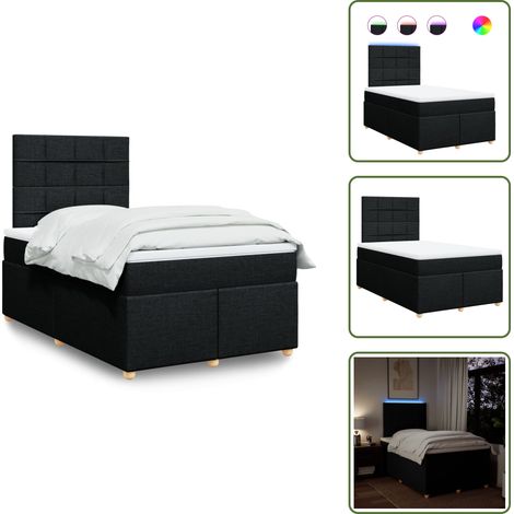 vidaXL Sommier à lattes de lit avec matelas Noir 120x200 cm Tissu (1/5)