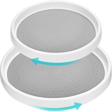 2 étagères à épices pivotantes avec plateau tournant, antidérapantes et stables, polyvalentes pour réfrigérateur, cuisine, salle de bains, commode, porte-épices, etc. (25 cm et 30 cm). (1/5)