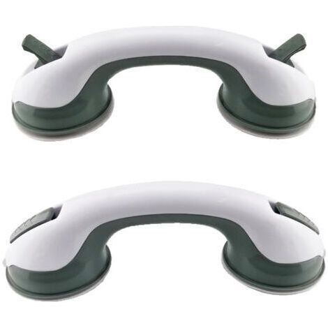 Barres d'appui pour salle de bain (lot de 2) avec ventouses 30 cm - poignée sûre, sans perçage, convient aux douches et baignoires - antidérapantes, adaptées aux personnes âgées et aux enfants, vertes