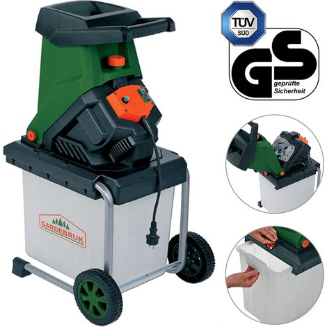 Gardebruk – Broyeur de végétaux électrique 3100 W – Capacité 50 L – Coupe branches jusqu'à 40 mm – Moteur à lames tranchantes pour déchets verts