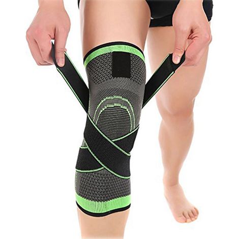 Paire de genouillères de sport compressives pour hommes et femmes, gris-vert, taille M (35-40 cm). (1/5)