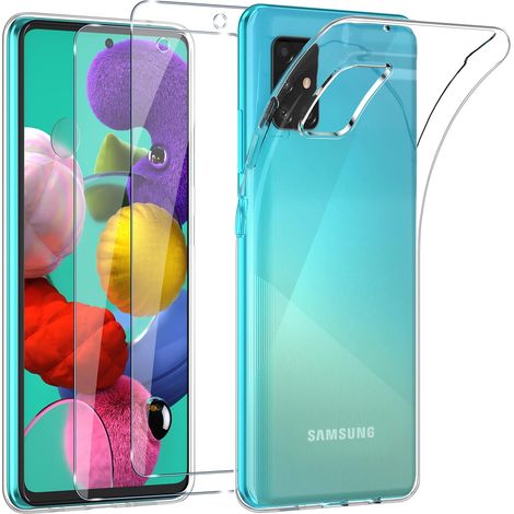 Coque pour Samsung Galaxy A51,avec 2 pièces Verre trempé,Transparence Souple TPU Étui Protection pour Samsung a51,Bumper Housse Prévention des Chutes,Anti- Rayures,Ultra Mince (1/5)