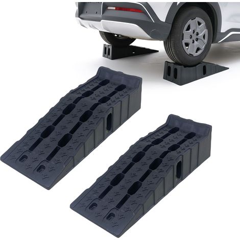Relaxdays Rampe d'accesso 2 pz., Auto & SUV, 1,5 t, protezione pneumatici svernamento, 21x33x90,5cm, plastica nera (1/5)
