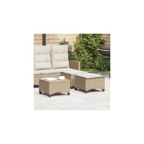 Tabourets jardin coussins 2pcs beige 55x55x36 résine tressée (1/5)