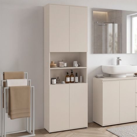 Mueble de baño TOMI 4 puertas 2 huecos madera beige