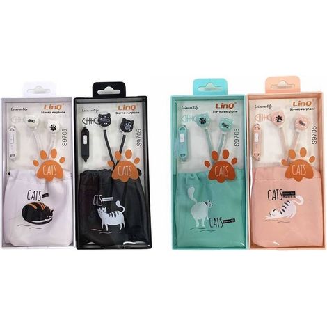 Trade Shop - AURICOLARIEN STEREO MIT MICROFONO JACK 3.5 MM CATS COLORATES -