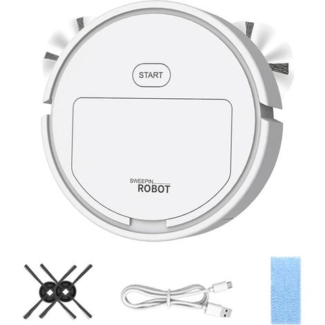 Mini Aspirateur Robot pour Voiture,Ultra-Mince 6 cm Petit Aspirateur Robot Automatique, Robots Aspirateurs pour Voitures Et Petits Espaces (Blanc) (1/5)