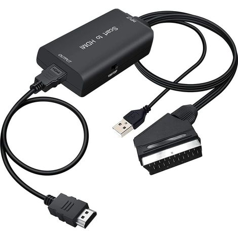 Convertisseur Scart vers Hdmi - 720P/1080P - Compatible PAL NTSC SECAM - Alimentation USB 5V - Câble Scart et Hdmi Inclus - 1 Pièce (1/5)