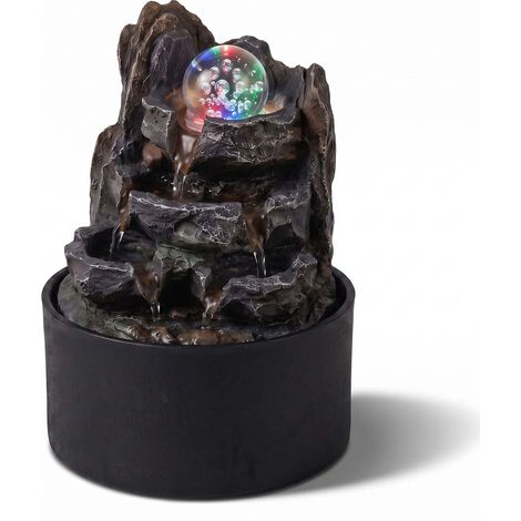 Spector Tabletop Water Fountain With Rotating Glass Ball  Resin Grey Brown (1/5)