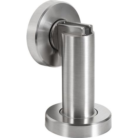 Magnetic door stop in stainless steel look - Door stop with floor and wall mounting material - Magnetic door stop - Ø 5cm, height 8cm (1/5)