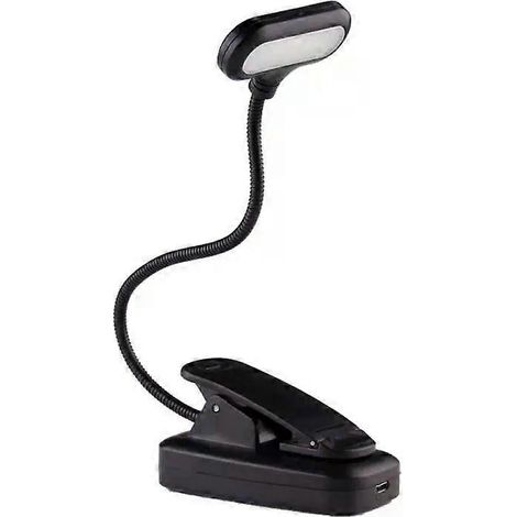 HONORNIC - Lampe de lecture LED rechargeable USB, 7 LED, 3 niveaux de lumière (chaude, froide, blanc), portable, flexible, facile à clipser, lampe de lecture de nuit